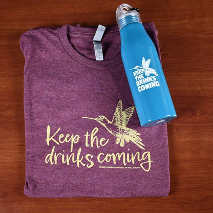 Keep the drinks coming T-shirt and water bottle