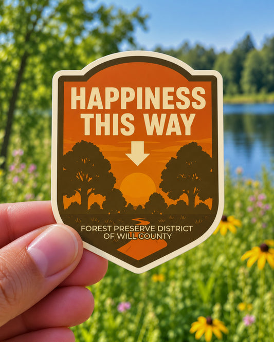 Happiness This Way die-cut sticker