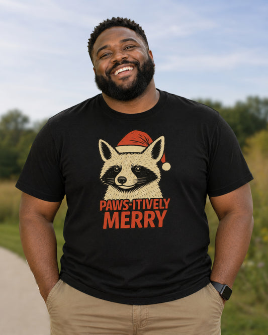 Paws-itively merry raccoon T-shirts