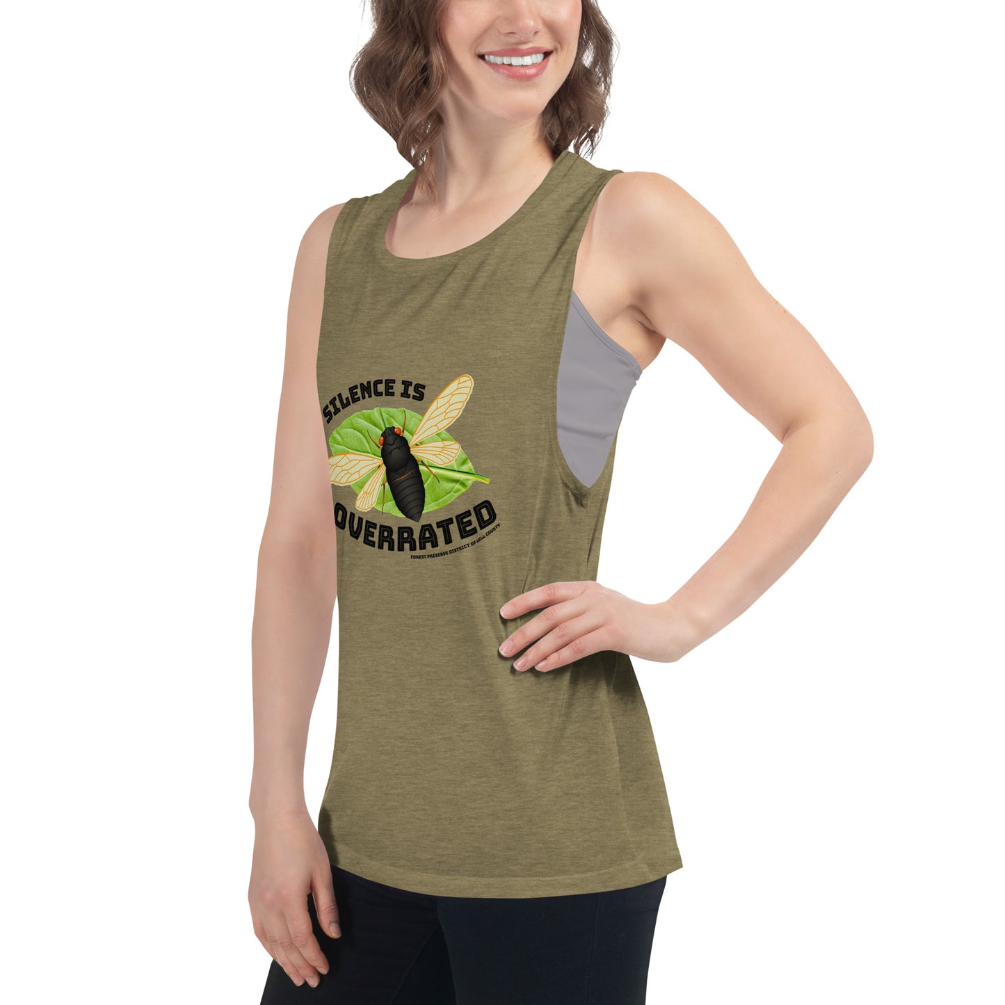 Silence is overrated cicada women's muscle tank