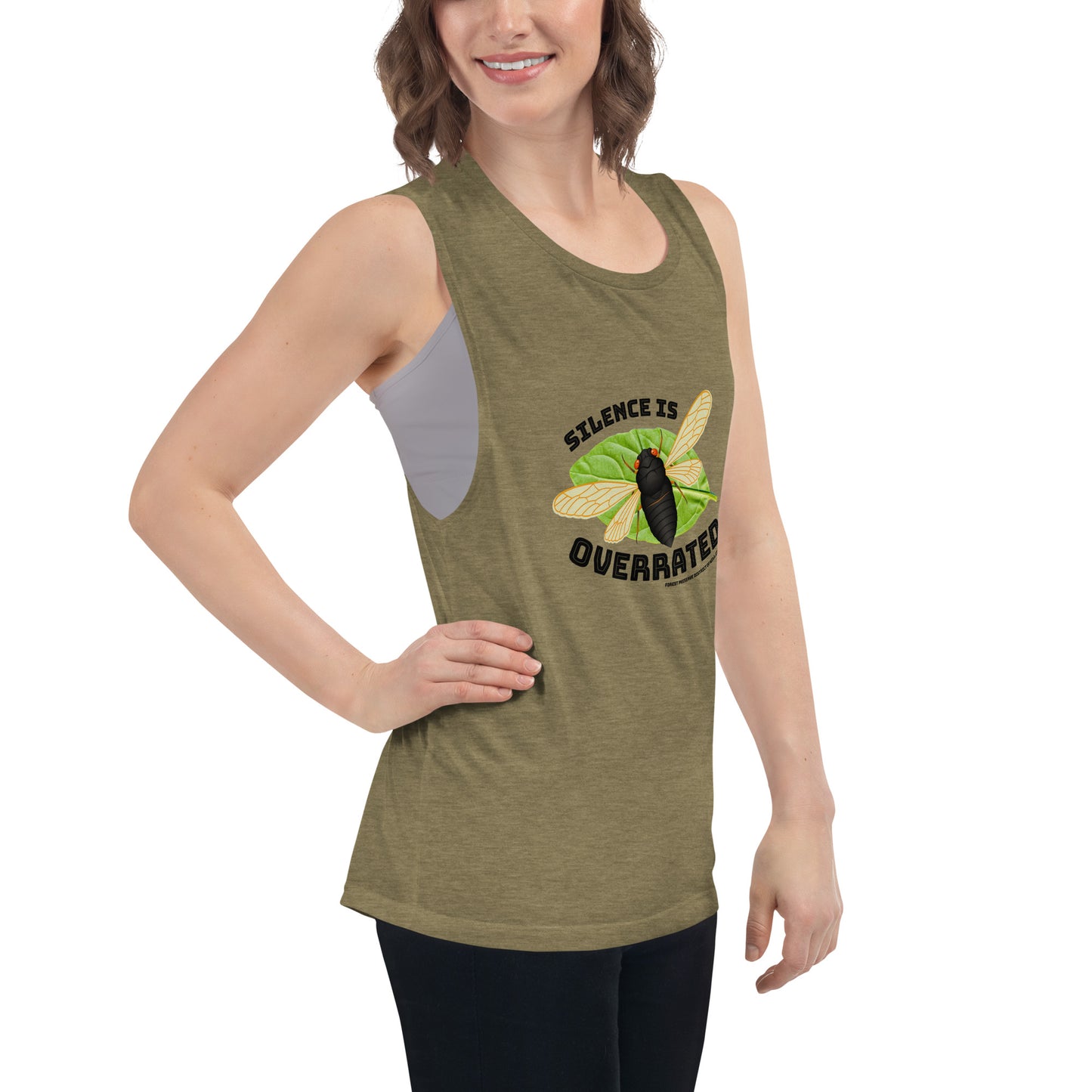 Silence is overrated cicada women's muscle tank